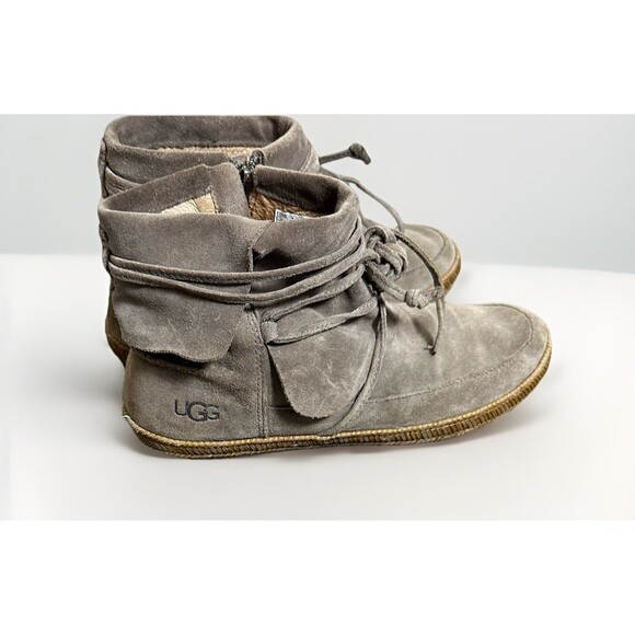 UGG Australia Reid Ankle Boots Womens 9 Brown Suede Bootie Moccasins 1019129 - Picture 2 of 10